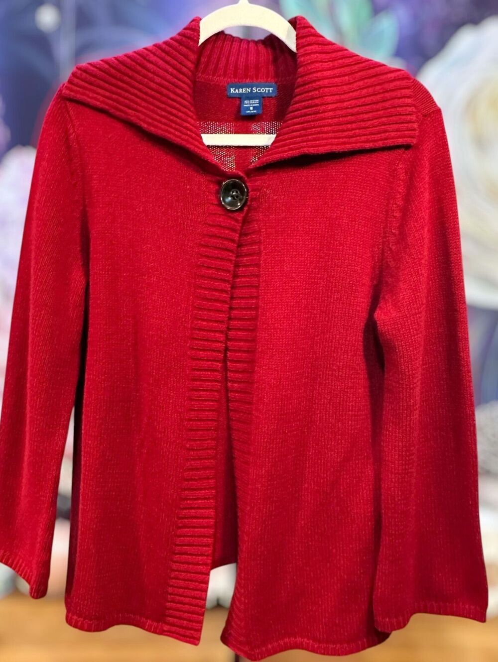 Karen Scott S Knit Shawl Collar Cardigan Button Long Sleeve Classic Sweater